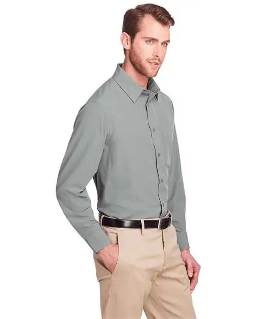 Ultraclub Uc500 Men’s Bradley Performance Woven Shirt - Silver