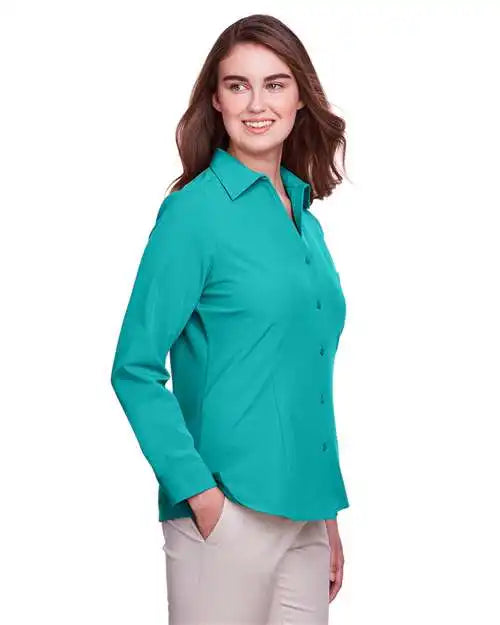 Ultraclub Uc500w Women’s Bradley Performance Woven Shirt - Jade - Xs