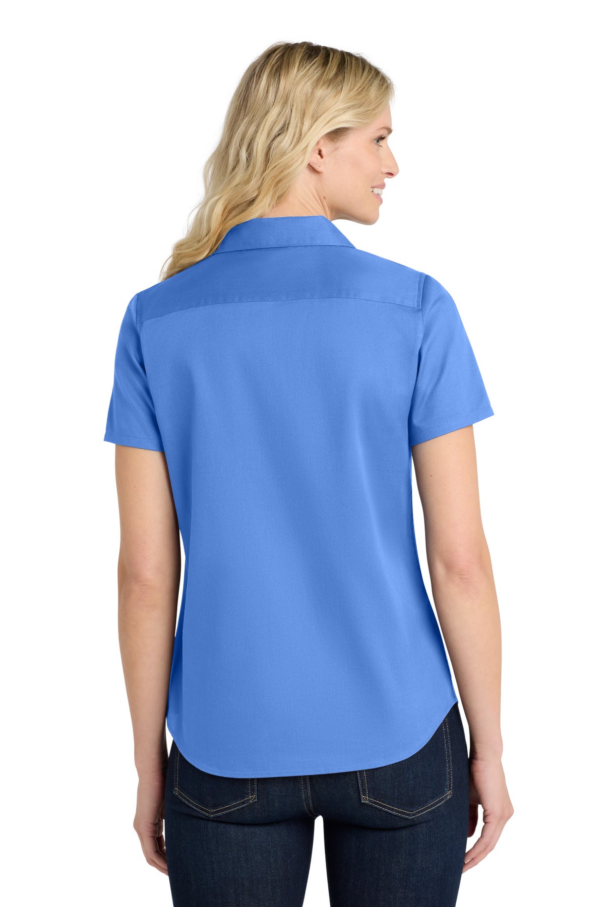 UltramrnBl Port Authority Women's Short Sleeve SuperPro React Twill Shirt. LW809