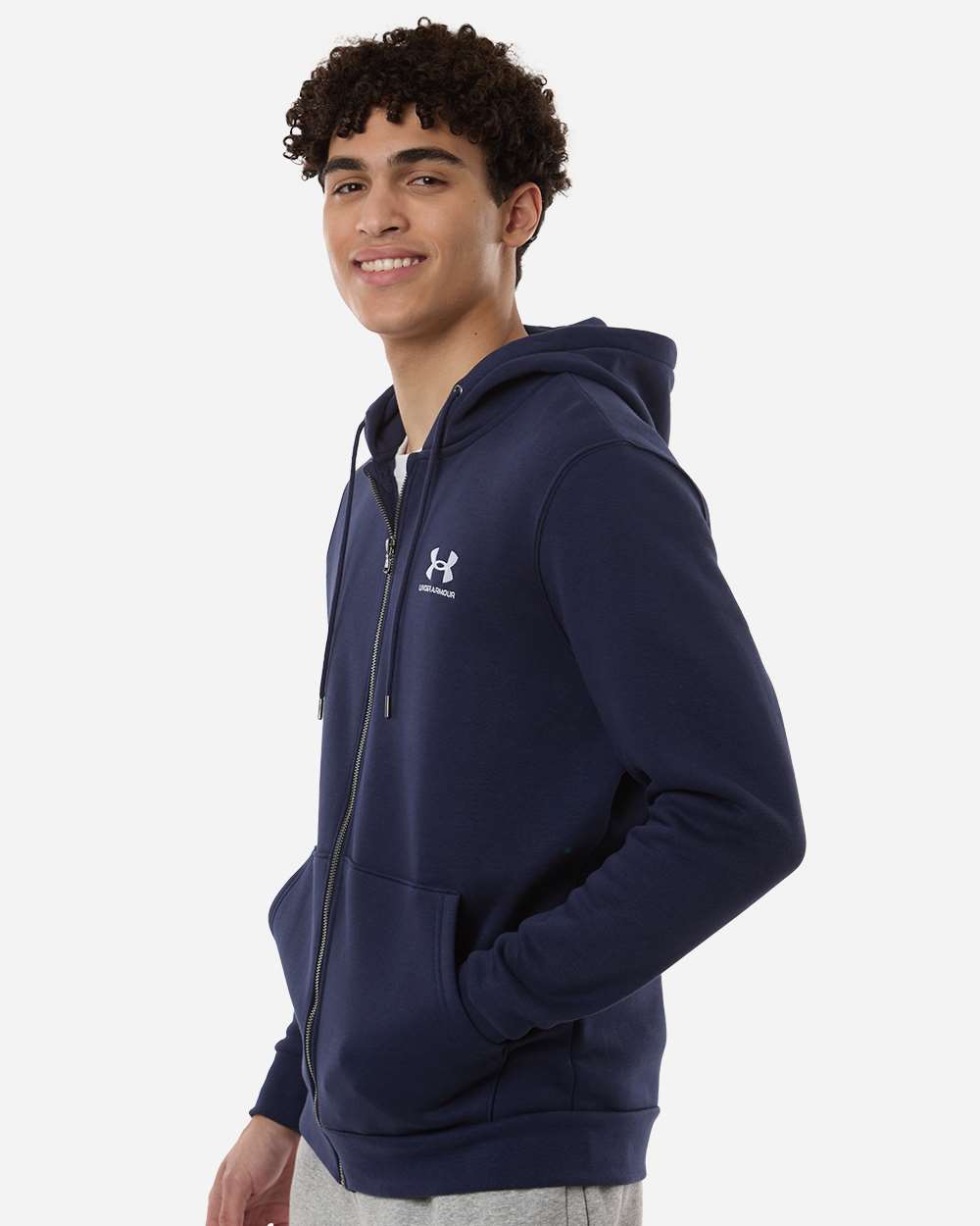 Under Armour 1373881 Men’s Icon Fleece Hooded Full-zip - Midnight Navy White