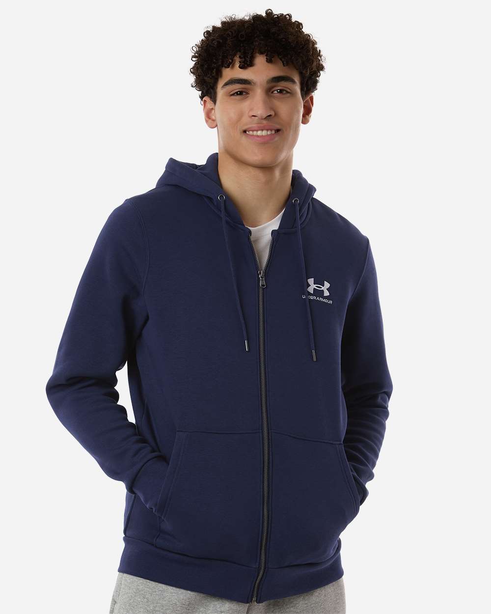 Under Armour 1373881 Men’s Icon Fleece Hooded Full-zip - Midnight Navy White