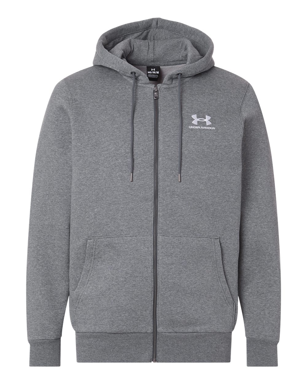 Under Armour 1373881 Men’s Icon Fleece Hooded Full-zip - Pitch Grey Medium Heather White