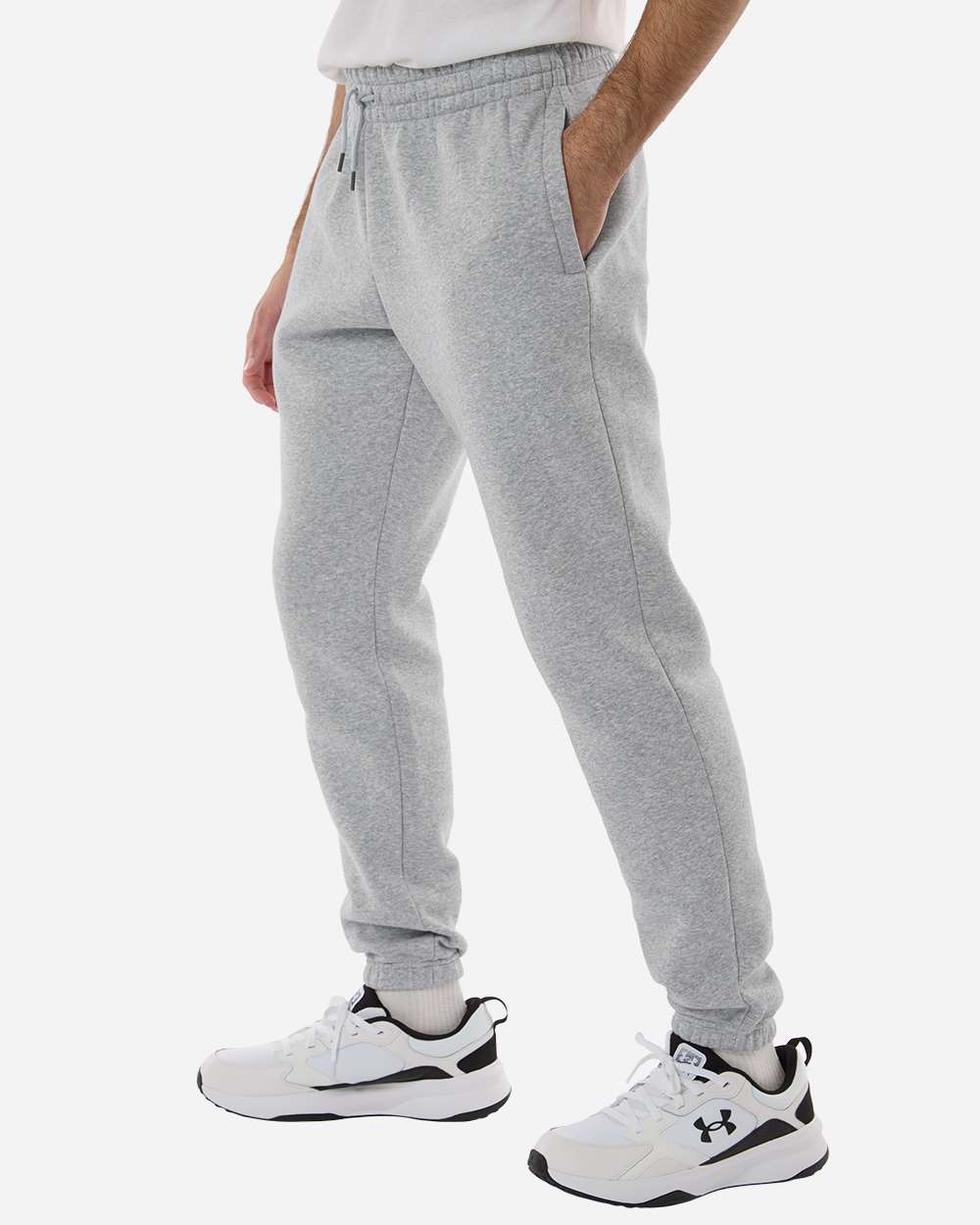 Under Armour 1373882 Men’s Icon Fleece Joggers - Mod Grey Light Heather White