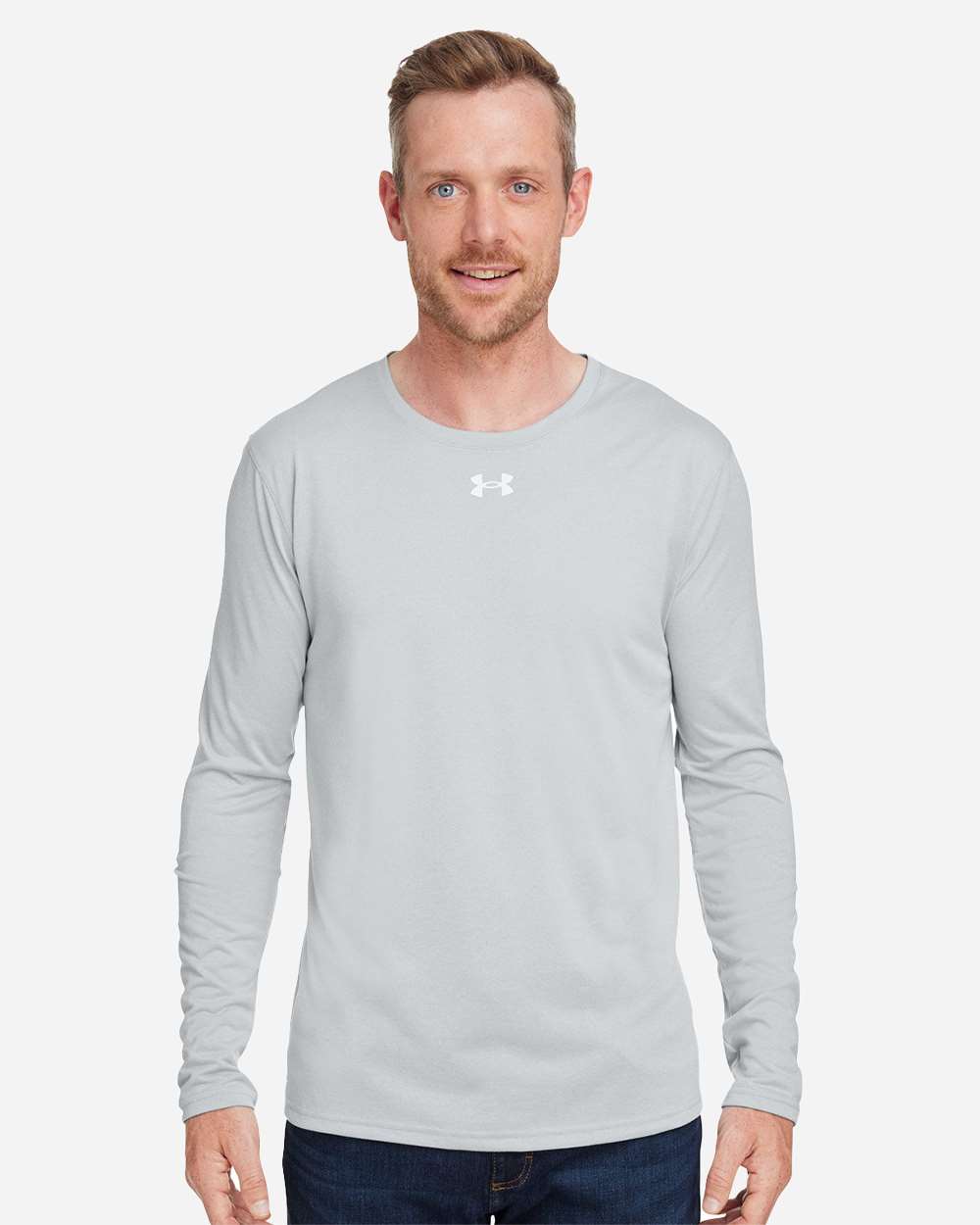 Under Armour 1376843 Team Tech Long Sleeve T-shirt - Mod Grey Light Heather White