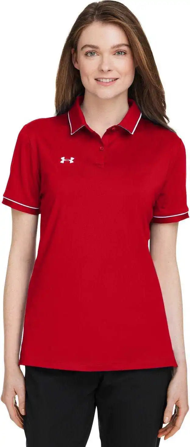 Under Armour 1376905 Ladies’ Tipped Teams Performance Polo Red White