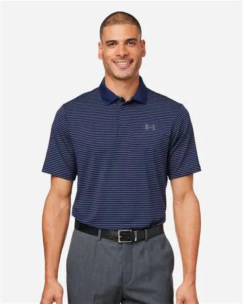 Under Armour 1377376 3.0 Striped Perf Polo - Midnight Navy White
