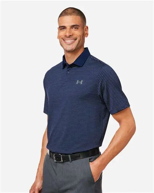 Under Armour 1377376 3.0 Striped Perf Polo - Midnight Navy White