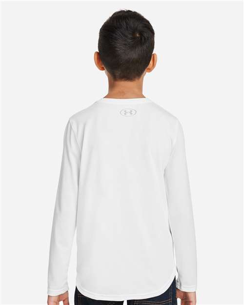 Under Armour 1377488 Youth Tech™ Team Long Sleeve T-shirt - White Mod Grey