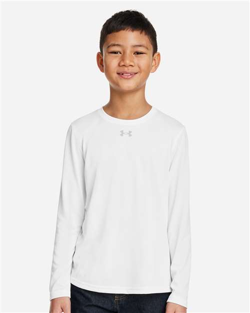 Under Armour 1377488 Youth Tech™ Team Long Sleeve T-shirt - White Mod Grey