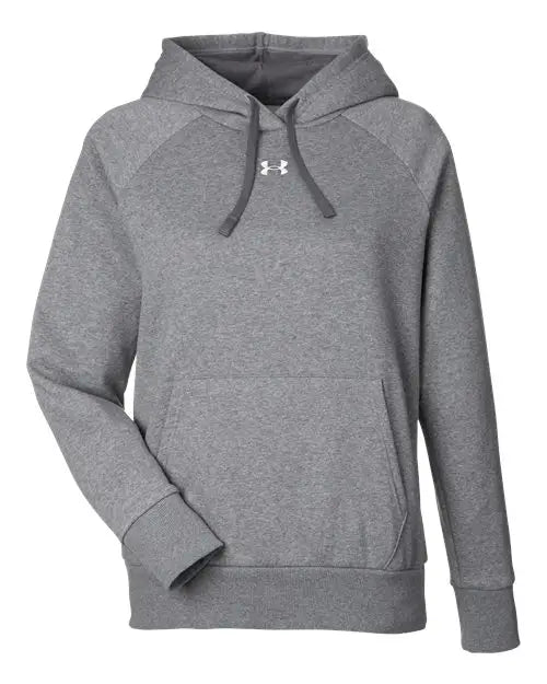 Under Armour 1379500 Women’s Rival Fleece Hooded Sweatshirt - Castlerock Grey Light Heather White