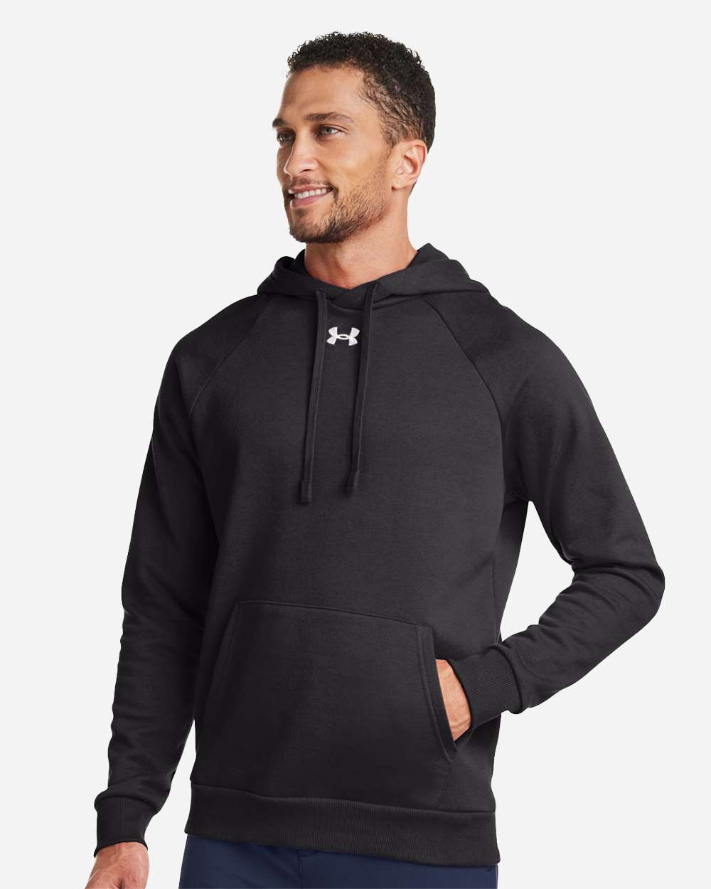 Under Armour 1379757 Rival Fleece Hooded Sweatshirt - Black White