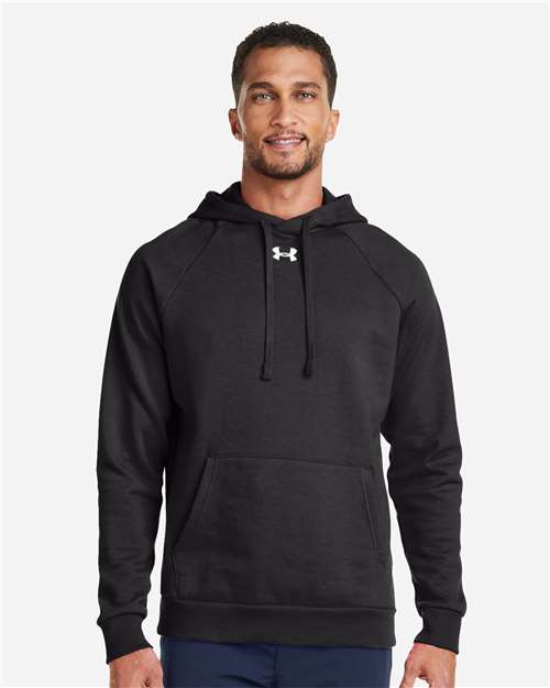 Under Armour 1379757 Rival Fleece Hooded Sweatshirt - Black White