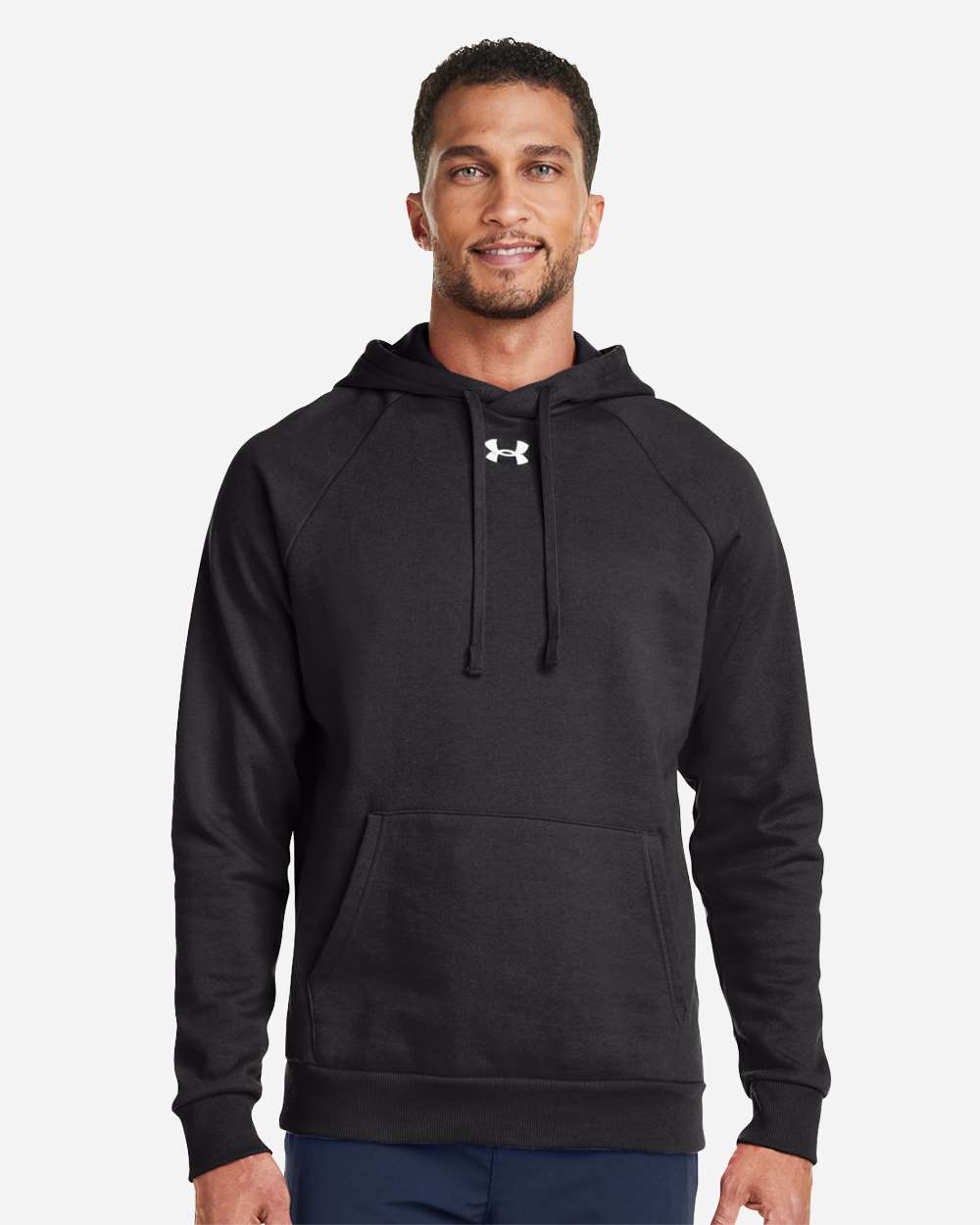 Under Armour 1379757 Rival Fleece Hooded Sweatshirt - Black White
