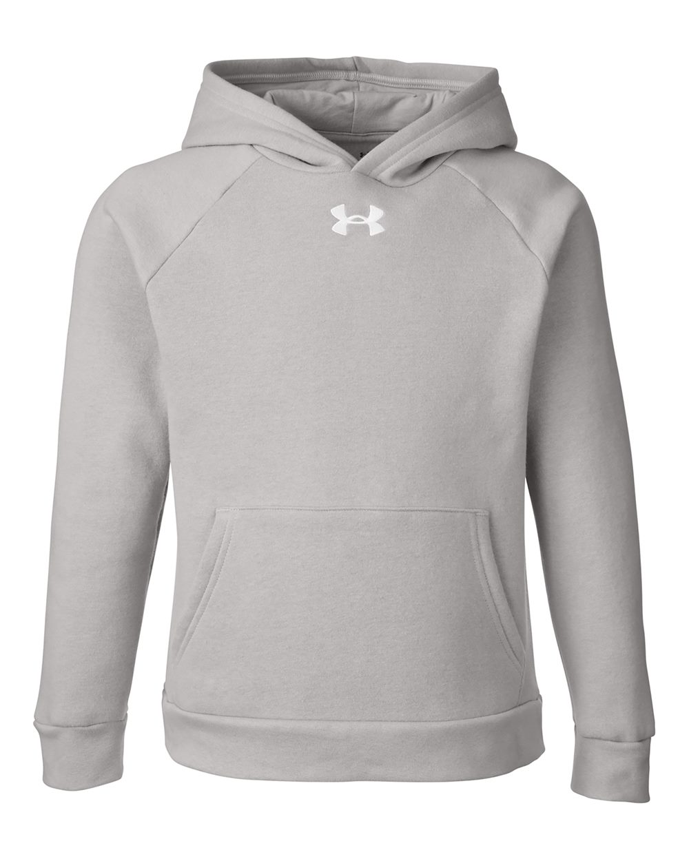 Under Armour 1379792 Youth Rival Fleece Hooded Sweatshirt - Mod Grey Light Heather White