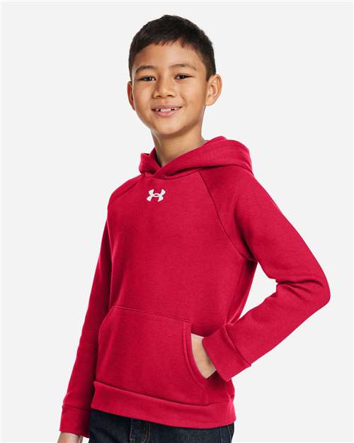 Under Armour 1379792 Youth Rival Fleece Hooded Sweatshirt - Red White