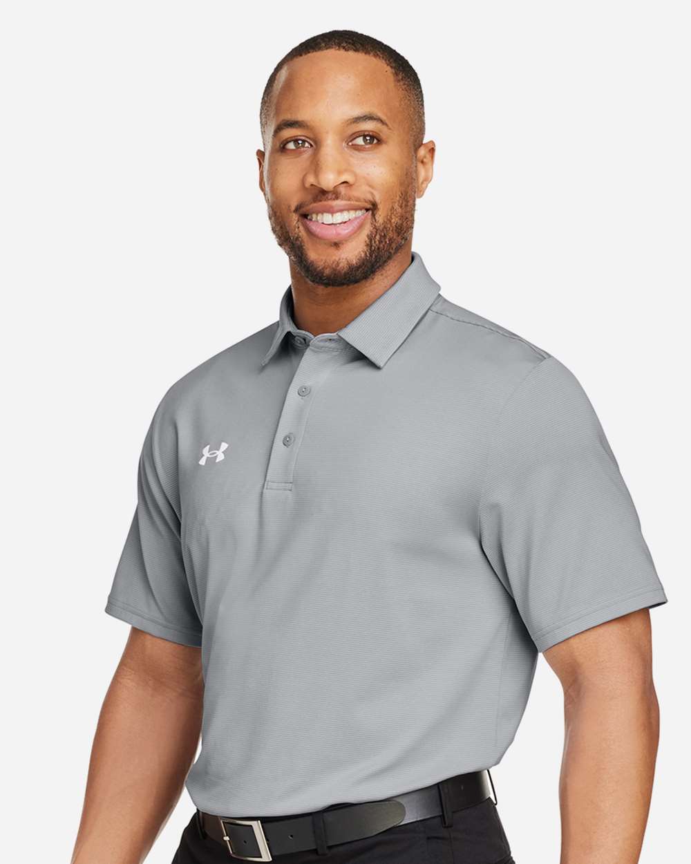 Under Armour 1389853 Destin Drive Striped Performance Polo - Mod Grey White