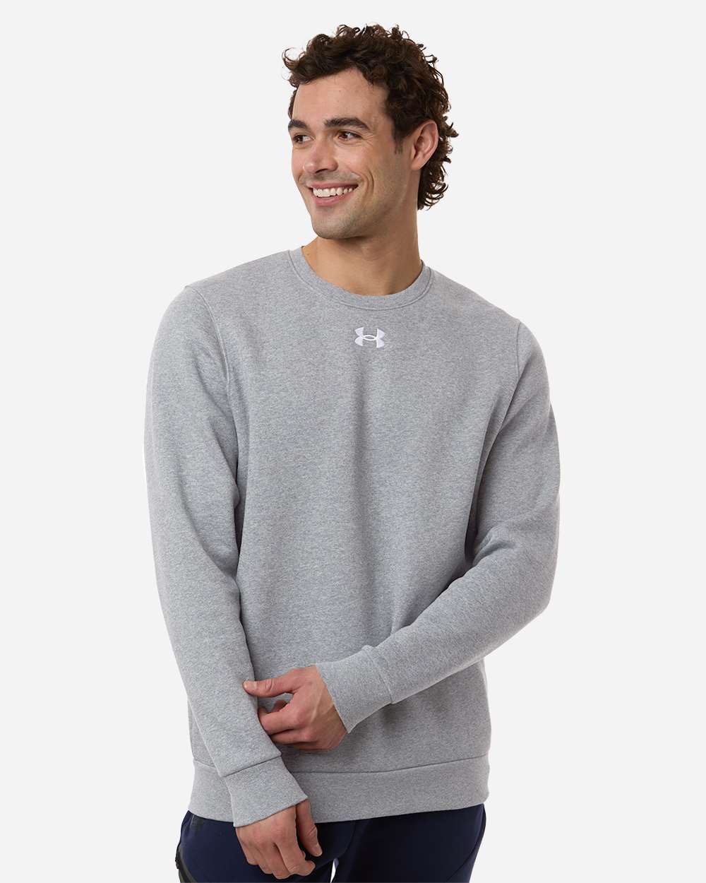 Under Armour 6014160 Men’s Team Icon Fleece Crew - Mod Grey Light Heather White