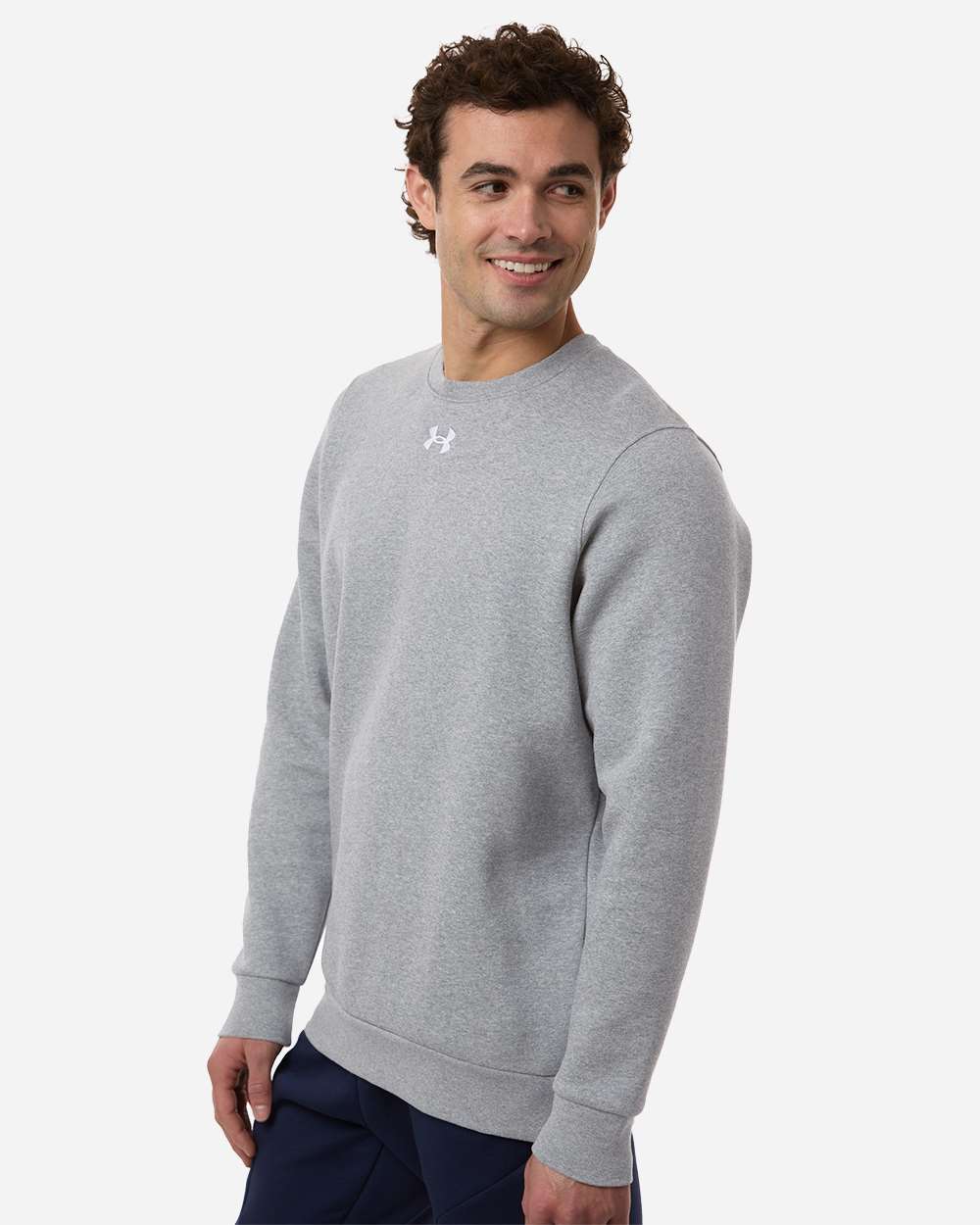 Under Armour 6014160 Men’s Team Icon Fleece Crew - Mod Grey Light Heather White