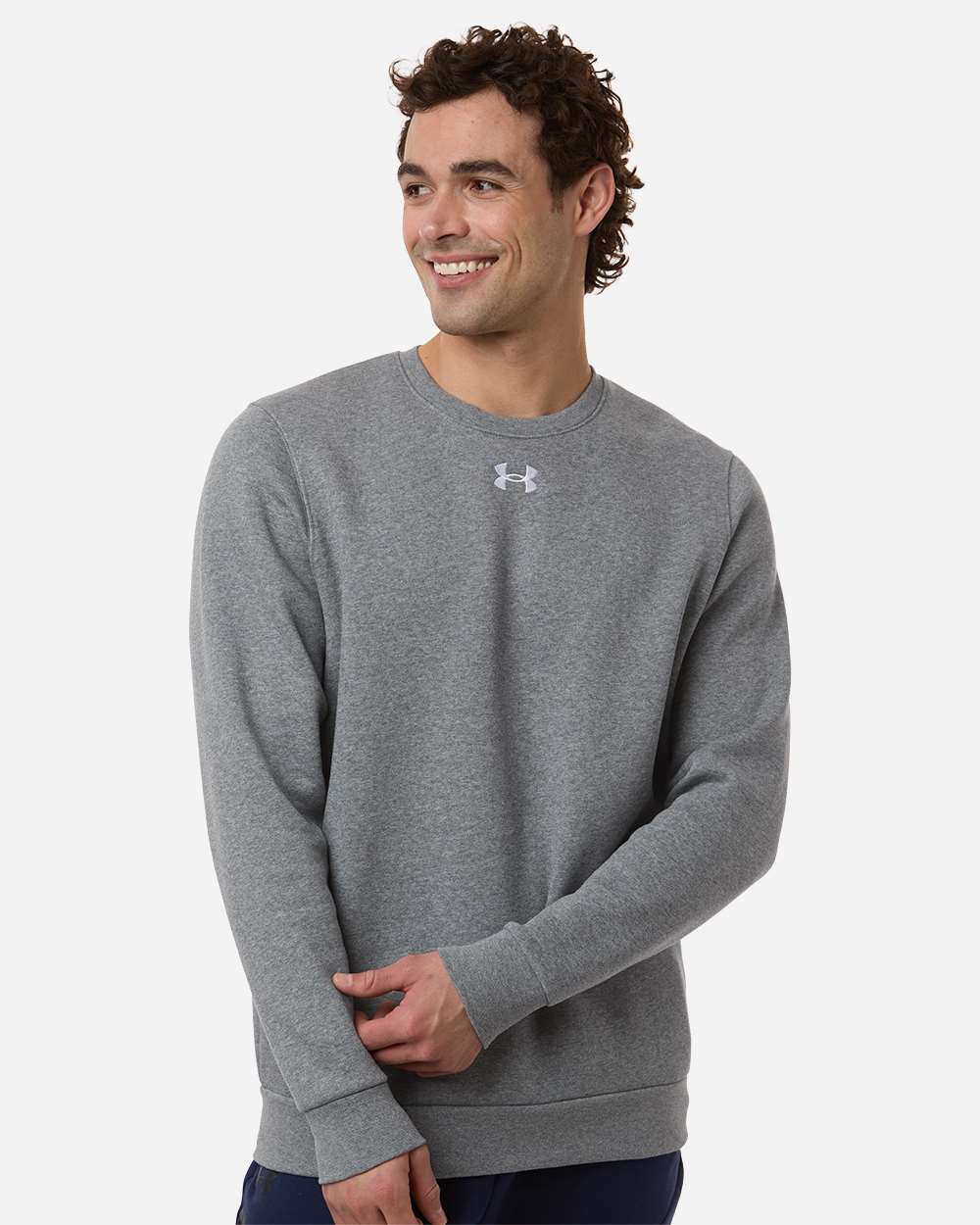 Under Armour 6014160 Men’s Team Icon Fleece Crew - Pitch Grey Medium Heather White