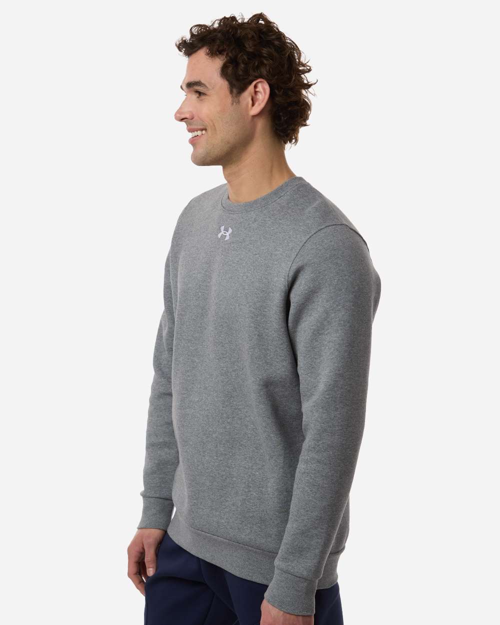 Under Armour 6014160 Men’s Team Icon Fleece Crew - Pitch Grey Medium Heather White