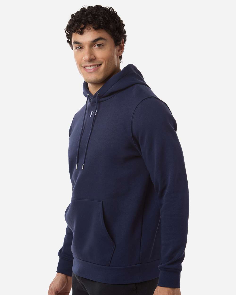 Under Armour 6014161 Men’s Team Icon Fleece Hooded Sweatshirt - Midnight Navy White