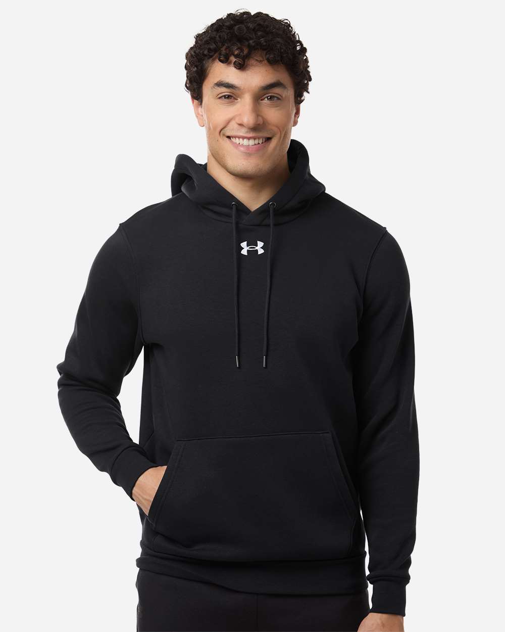 Under Armour 6014161 Men’s Team Icon Fleece Hooded Sweatshirt - Black White