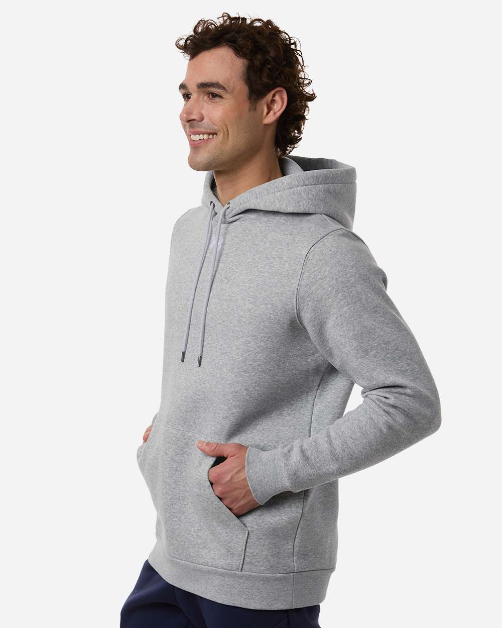 Under Armour 6014161 Men’s Team Icon Fleece Hooded Sweatshirt - Mod Grey Light Heather White
