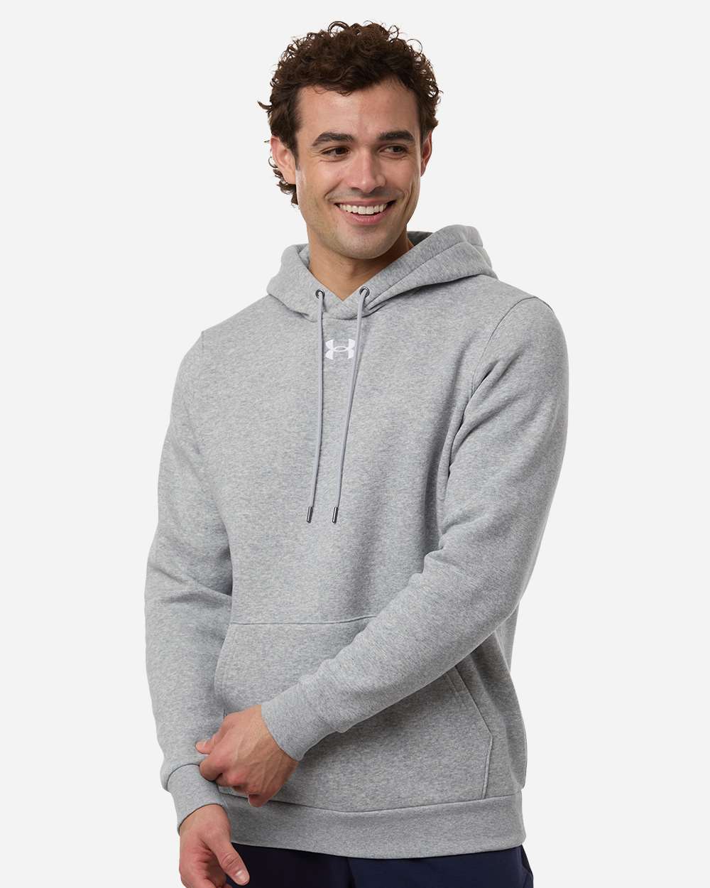 Under Armour 6014161 Men’s Team Icon Fleece Hooded Sweatshirt - Mod Grey Light Heather White