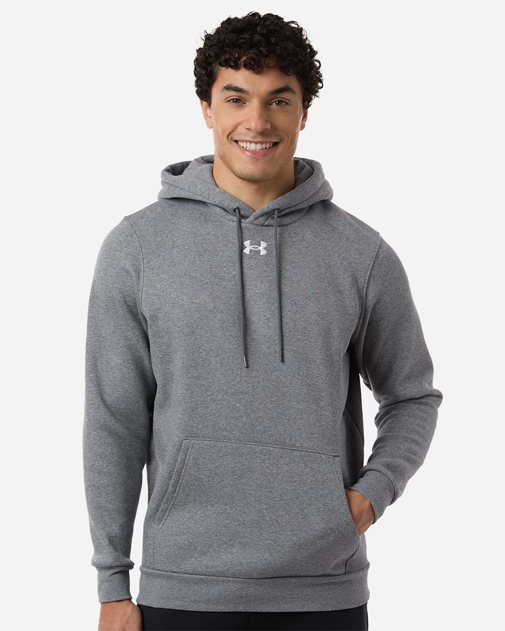 Under Armour 6014161 Men’s Team Icon Fleece Hooded Sweatshirt - Pitch Grey Medium Heather White