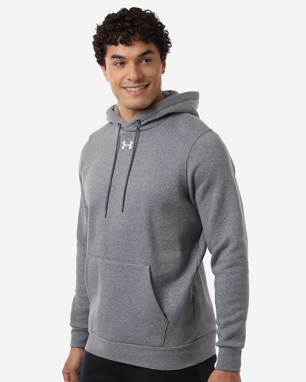 Under Armour 6014161 Men’s Team Icon Fleece Hooded Sweatshirt - Pitch Grey Medium Heather White