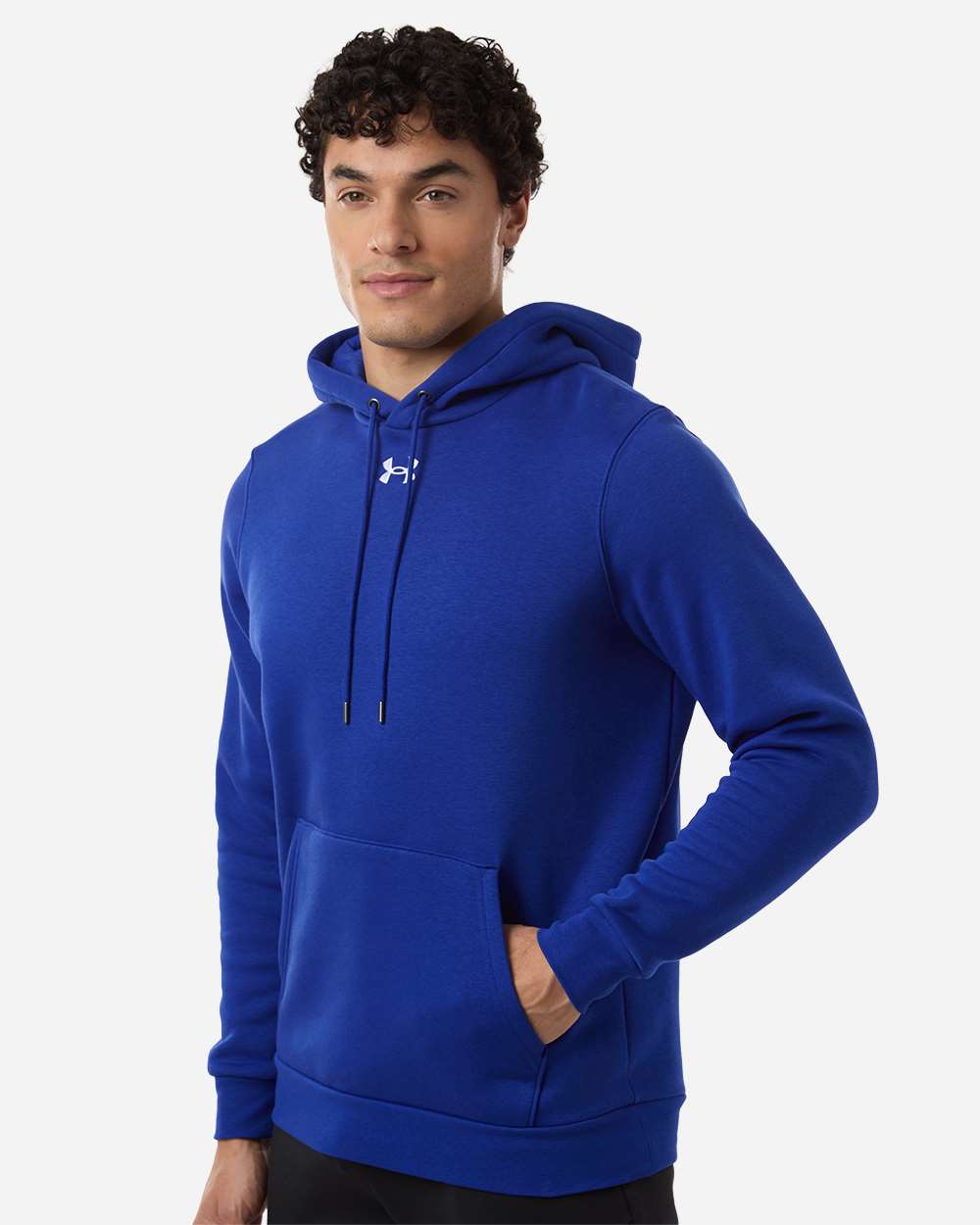 Under Armour 6014161 Men’s Team Icon Fleece Hooded Sweatshirt - Royal White