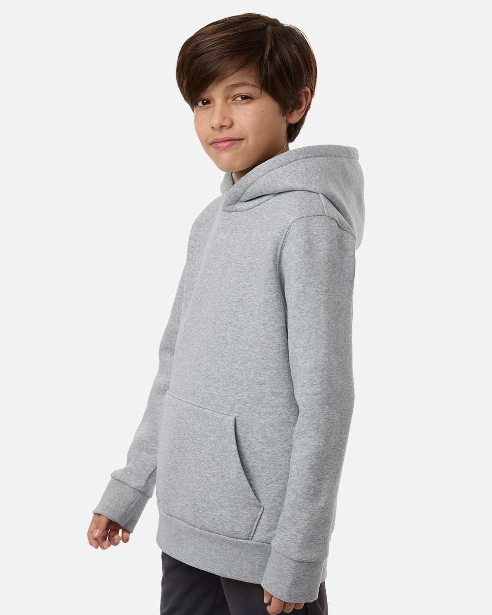Under Armour 6014162 Youth Team Icon Fleece Hooded Sweatshirt - Mod Grey Light Heather White