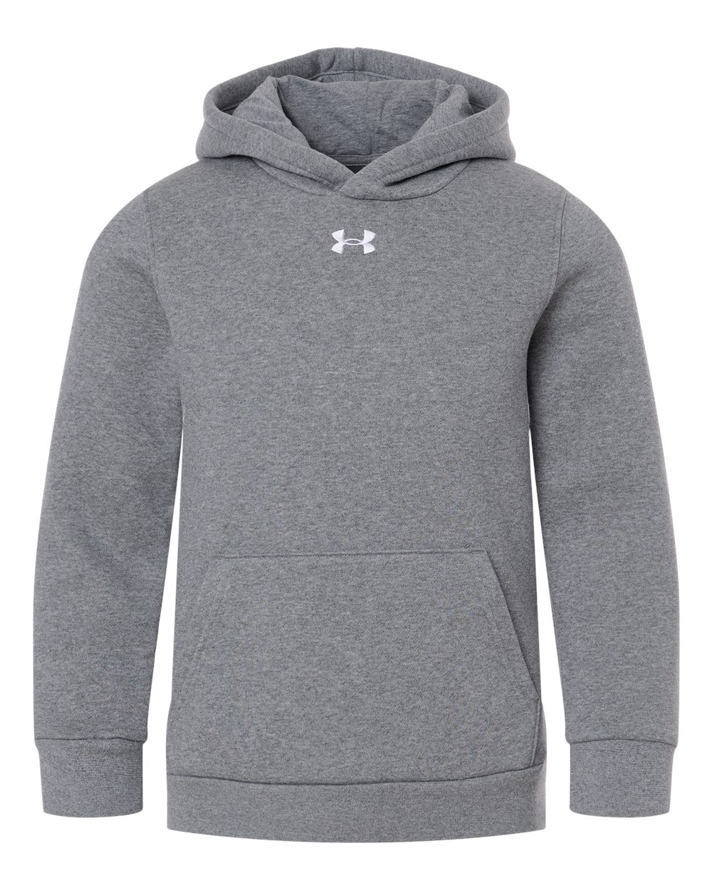 Under Armour 6014162 Youth Team Icon Fleece Hooded Sweatshirt - Pitch Grey Medium Heather White