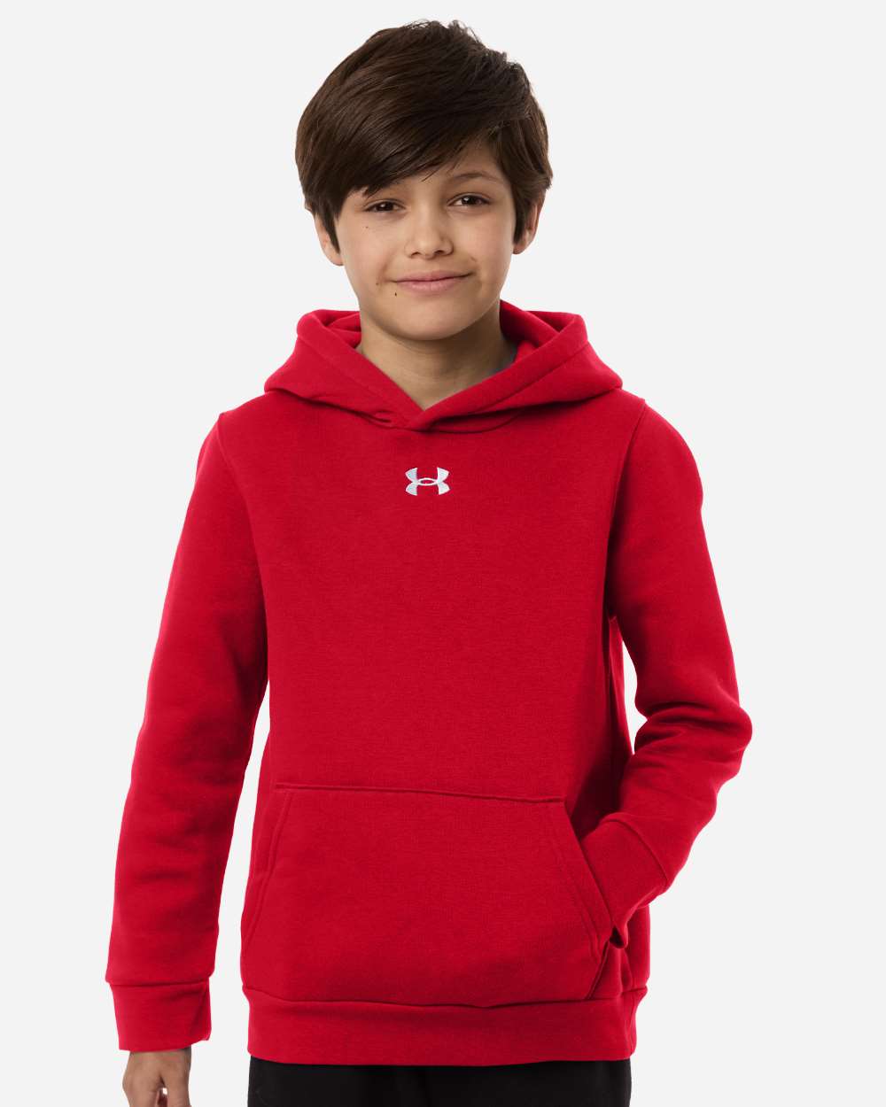 Under Armour 6014162 Youth Team Icon Fleece Hooded Sweatshirt - Red White