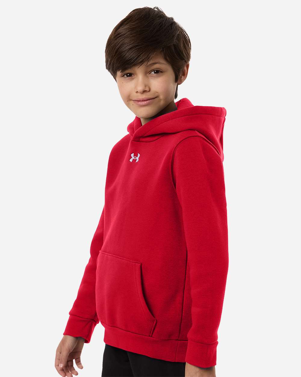 Under Armour 6014162 Youth Team Icon Fleece Hooded Sweatshirt - Red White