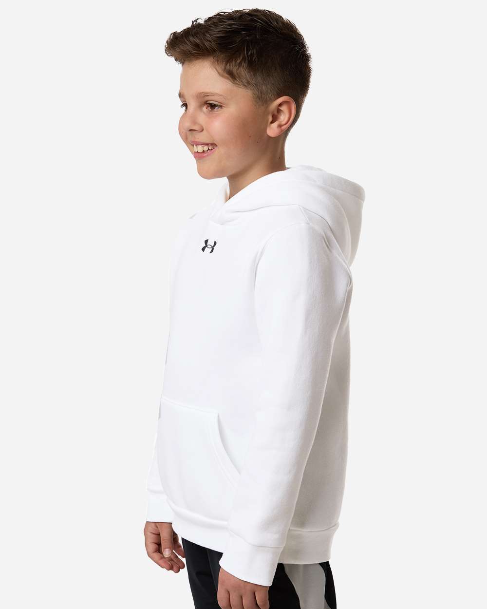 Under Armour 6014162 Youth Team Icon Fleece Hooded Sweatshirt - White Pitch Grey Medium Heather