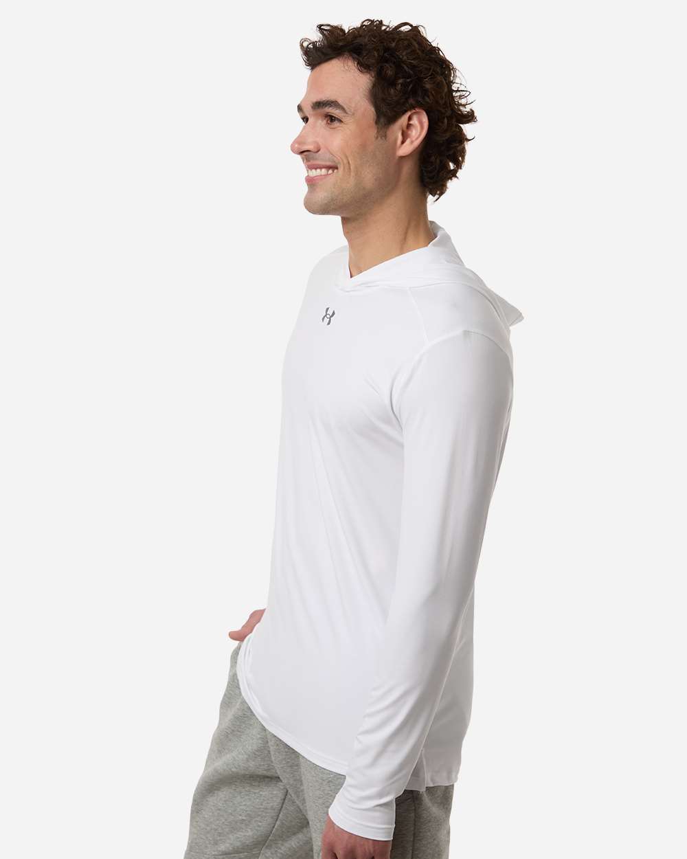 Under Armour 6014164 Men’s Team Vanish Hooded Long Sleeve T-shirt - White Pitch Grey