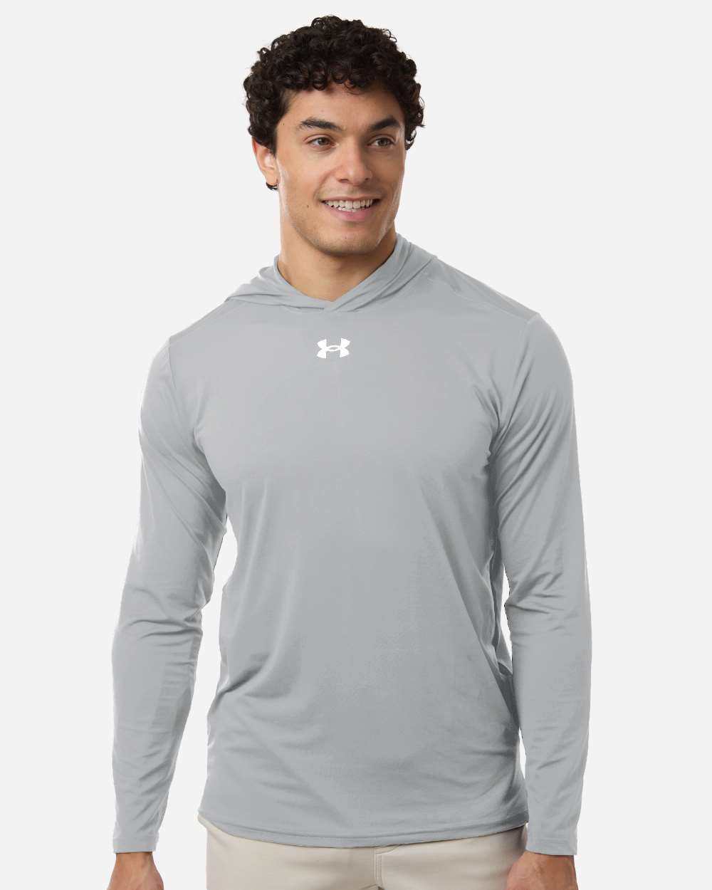 Under Armour 6014164 Men’s Team Vanish Hooded Long Sleeve T-shirt - Mod Grey White