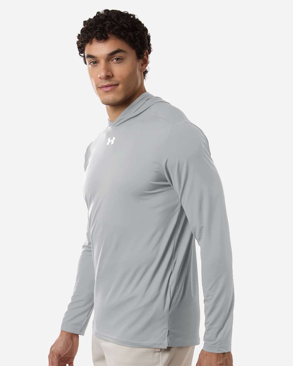 Under Armour 6014164 Men’s Team Vanish Hooded Long Sleeve T-shirt - Mod Grey White