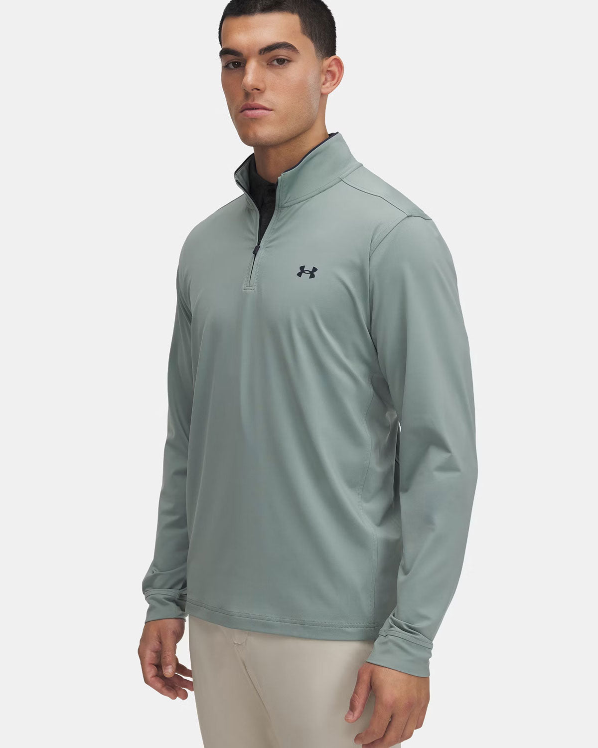 Under Armour 1389864 Drive Quarter-Zip Pullover - Silica Green  Black  Silica Green