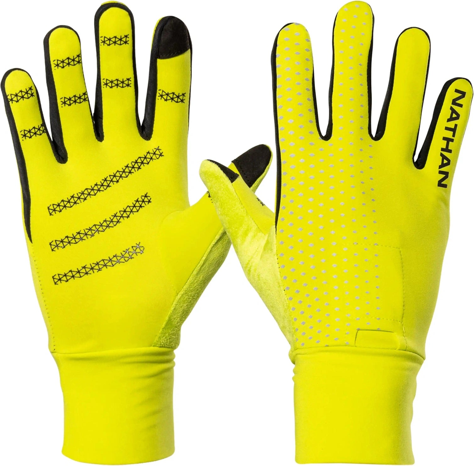 Nathan Sports Ns10460 Hypernight Reflective Glove - Hi Vis Yellow Geo Print - Vis Yellow Geo Print / Xs