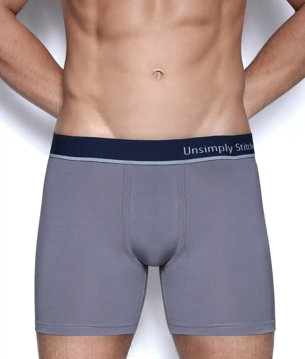 Unsimply Stitched Black Boxer Brief Grey / Small