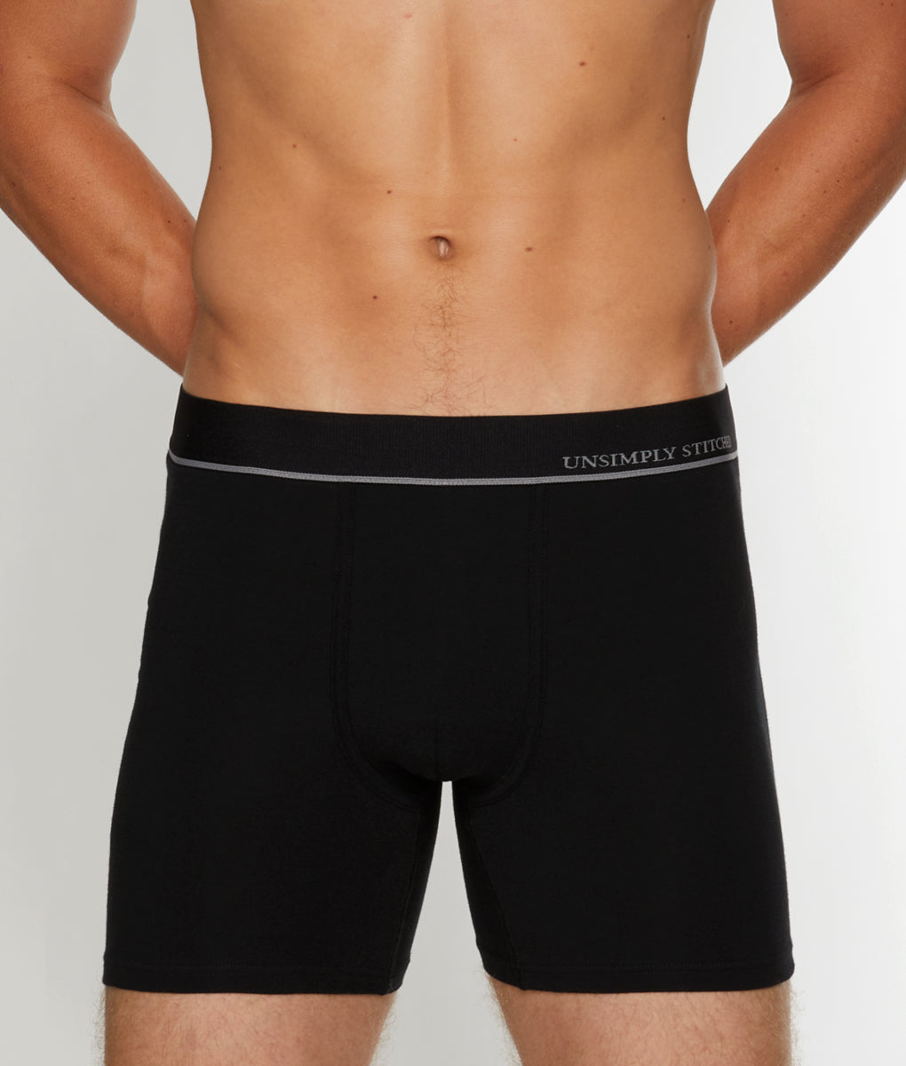Unsimply Stitched Black Boxer Brief - Grey Stripe / Small