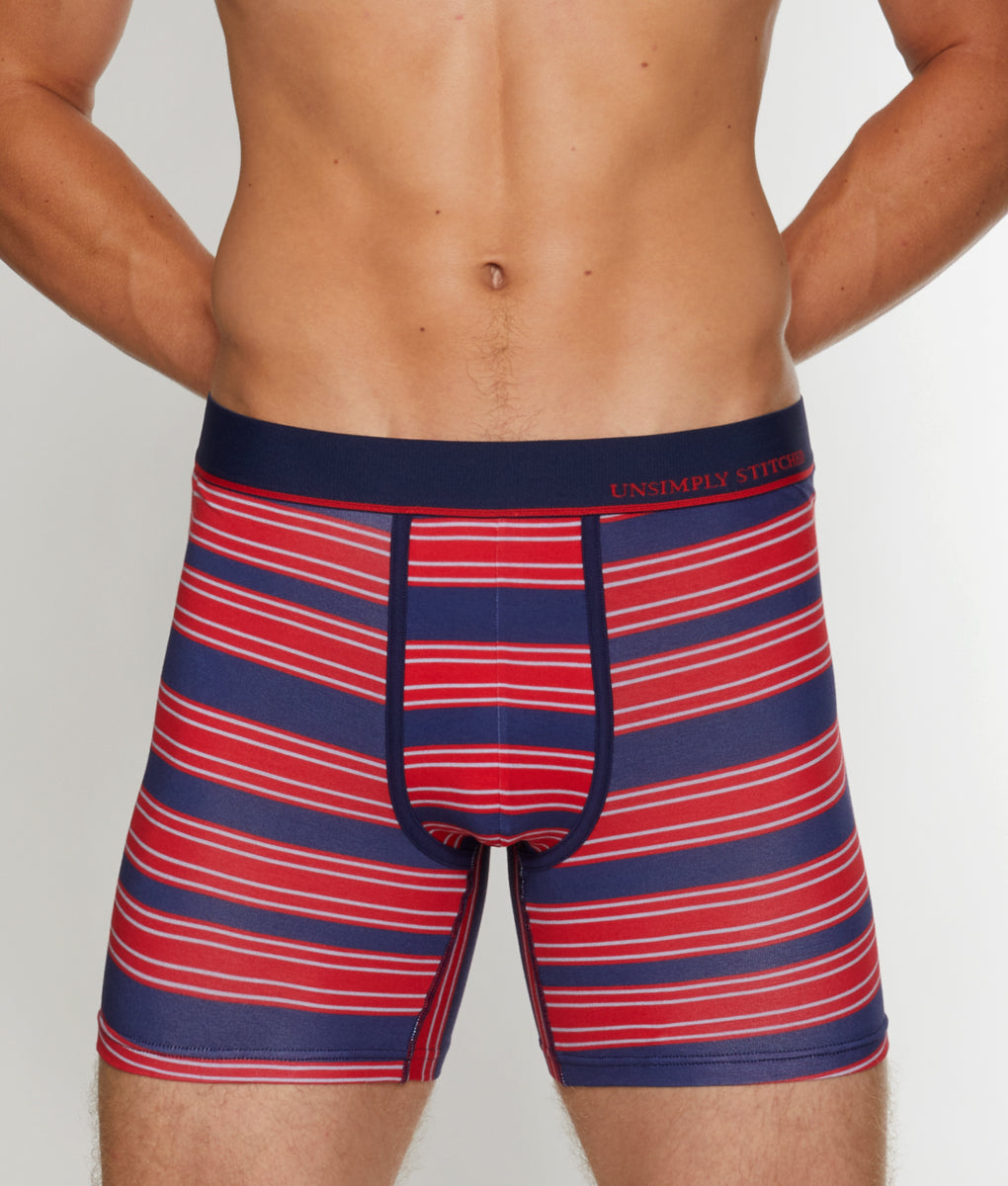 Unsimply Stitched Century Stripe Boxer Brief - Red Multi / Small