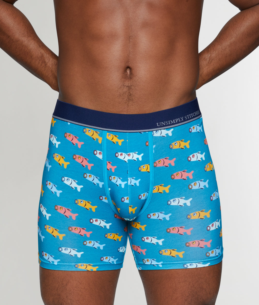 Unsimply Stitched Fish Boxer Brief - Blue / Small
