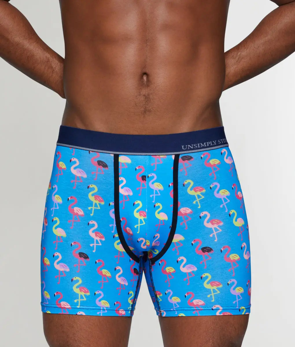 Unsimply Stitched Flamingo Boxer Brief - Blue / Small