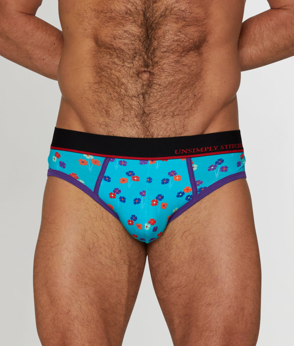 Unsimply Stitched Floral Brief - Aqua / Small
