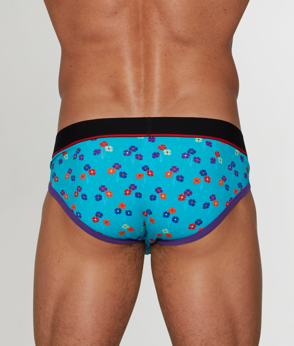 Unsimply Stitched Floral Brief - Aqua / Small
