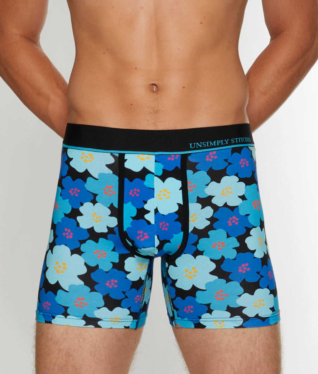 Unsimply Stitched Floral Futures Boxer Brief - Blue Black / Small