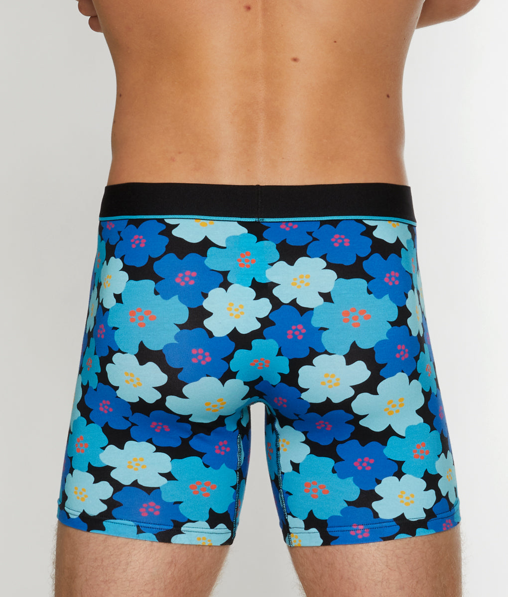 Unsimply Stitched Floral Futures Boxer Brief - Blue Black / Small